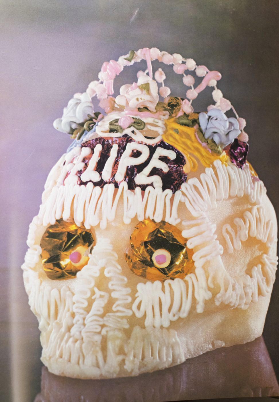 Calavera de azúcar con el nombre Felipe